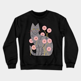 Tabby Cat and Wildflowers Crewneck Sweatshirt